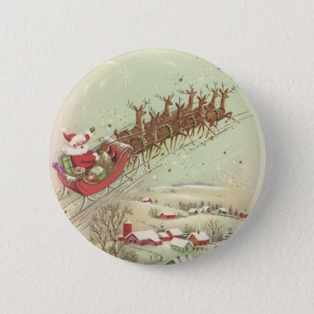 Fun Vintage Christmas Santa Button