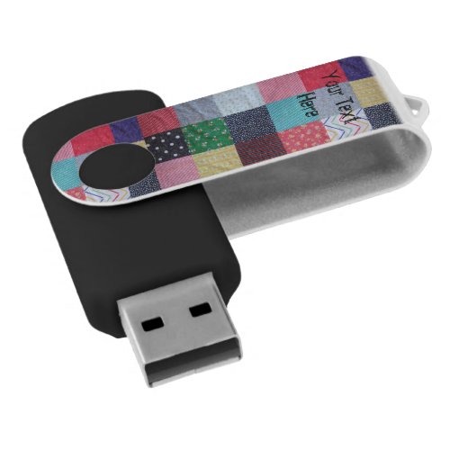 fun vintage fabric squares of colorful patchwork USB flash drive
