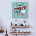 Fun Vintage Fresh Brewed Coffee Personalized Square Wall Clock<br><div class="desc">A fun,  vintage throwback design to the 1960's with this cute fresh brewed coffee sign clock,  personalized for someone special.  These great little conversation pieces make a perfect housewarming gift or coffee lover gift!</div>