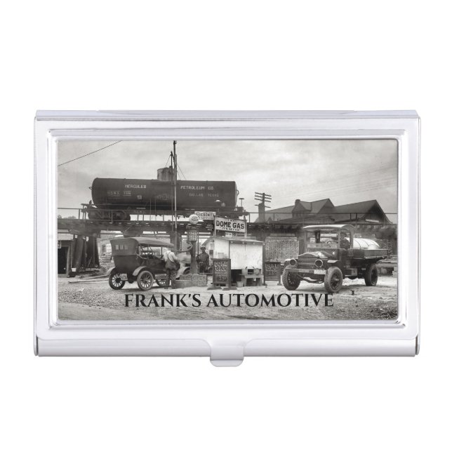 Fun Vintage Garage Auto Repair Business Card Case (Front)