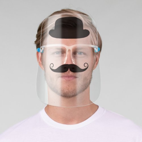 Fun Vintage Gentleman Hipster Hat Mustache Face Shield