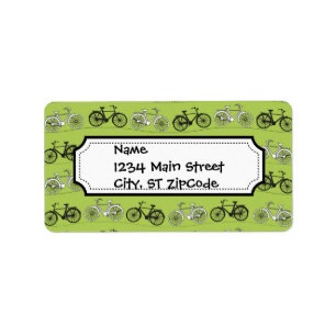 Fun Vintage Green Bicycles Pattern Print Label