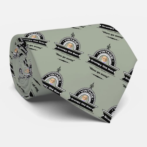 Fun Vintage Grumpy Old Man Now go away Logo Neck Tie