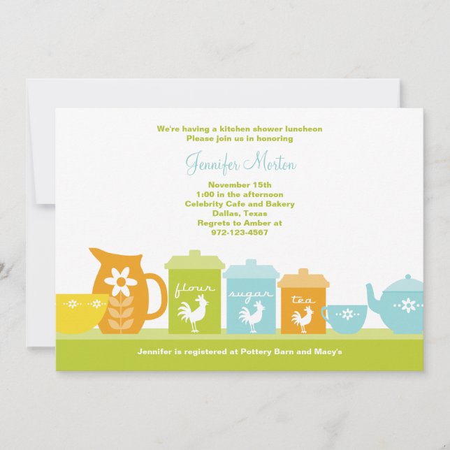 Fun Vintage Kitchen Invitations (Front)