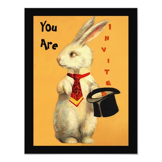 Fun Vintage Magic Show Rabbit Top Hat Invitation
