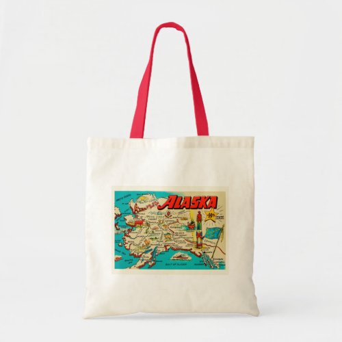 Fun vintage map of Alaska Tote Bag