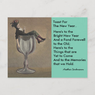 Fun vintage New Year's Toast Wine Gal Postcards