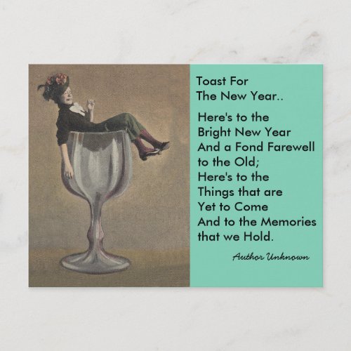 Fun vintage New Years Toast Wine Gal Postcards