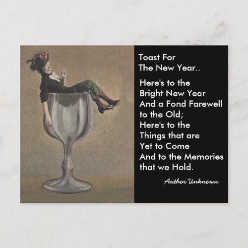 Fun vintage New Years Toast Wine Gal Postcards