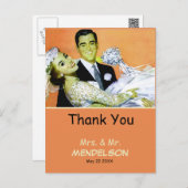 Fun vintage personalized wedding postcard (Front/Back)