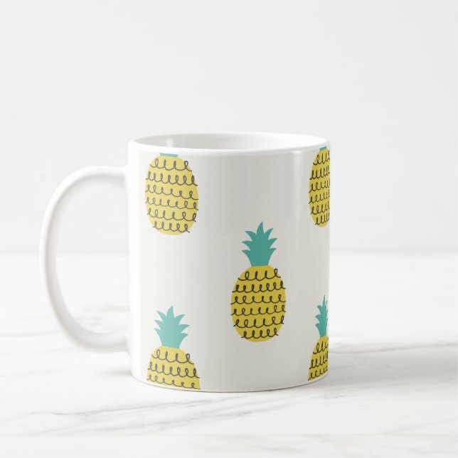 Fun Vintage Pineapple Seamless Illustration. Coffee Mug (Left)