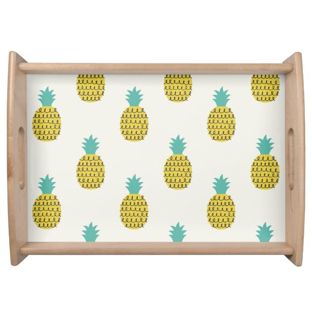 Fun Vintage Pineapple Seamless Illustration. Serving Tray (Front)