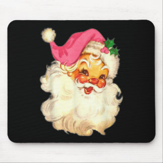 Fun Vintage Pink Santa Claus Pink Christmas Design Mouse Pad