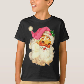 Fun Vintage Pink Santa Claus Pink Christmas Design T-Shirt
