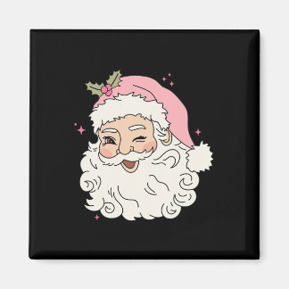 Fun Vintage Pink Santa Claus Pink Christmas Men Wo Magnet
