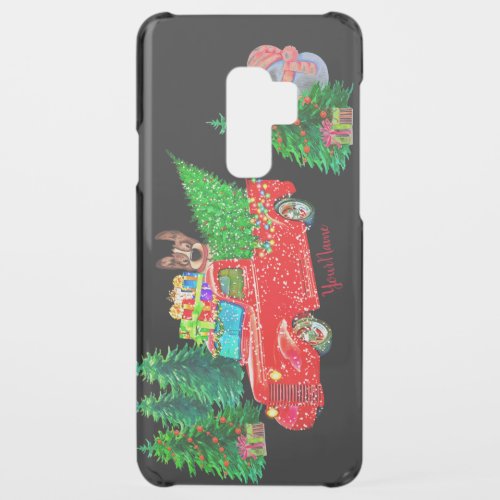 Fun Vintage Red Truck Dog Snowman Name Christmas  Uncommon Samsung Galaxy S9 Plus Case