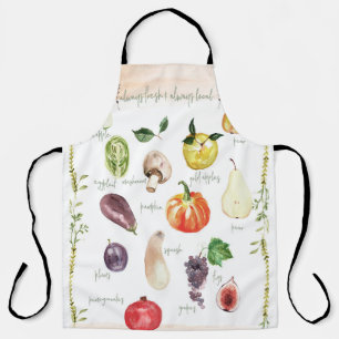 Fun Vintage Retro Typography Fruits & Vegetables Apron