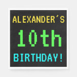 [ Thumbnail: Fun Vintage/Retro Video Game Look 10th Birthday Napkin ]