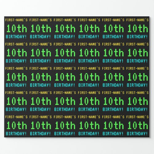 Fun VintageRetro Video Game Look 10th Birthday Wrapping Paper