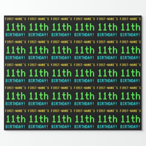 Fun VintageRetro Video Game Look 11th Birthday Wrapping Paper