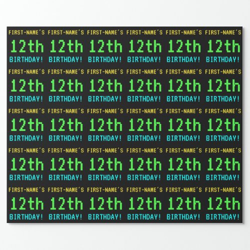 Fun VintageRetro Video Game Look 12th Birthday Wrapping Paper
