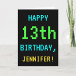 [ Thumbnail: Fun Vintage/Retro Video Game Look 13th Birthday Card ]