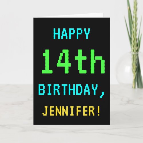 Fun VintageRetro Video Game Look 14th Birthday Card