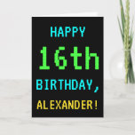 [ Thumbnail: Fun Vintage/Retro Video Game Look 16th Birthday Card ]