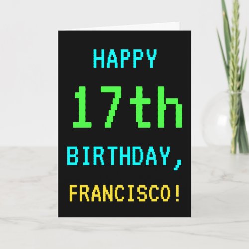Fun VintageRetro Video Game Look 17th Birthday Card