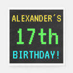 [ Thumbnail: Fun Vintage/Retro Video Game Look 17th Birthday Paper Napkin ]