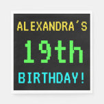 [ Thumbnail: Fun Vintage/Retro Video Game Look 19th Birthday Napkin ]