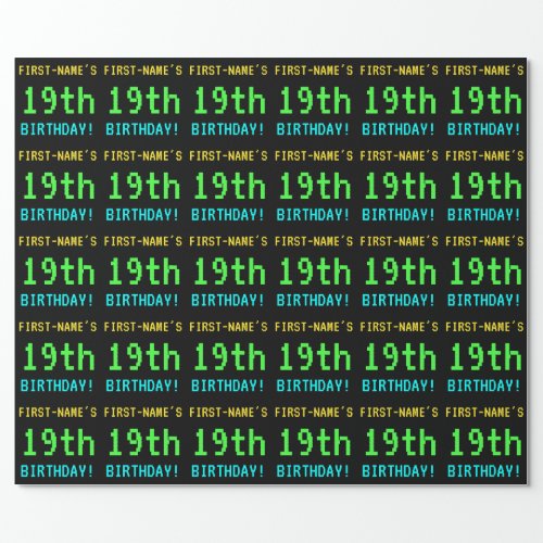 Fun VintageRetro Video Game Look 19th Birthday Wrapping Paper
