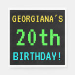 [ Thumbnail: Fun Vintage/Retro Video Game Look 20th Birthday Napkin ]