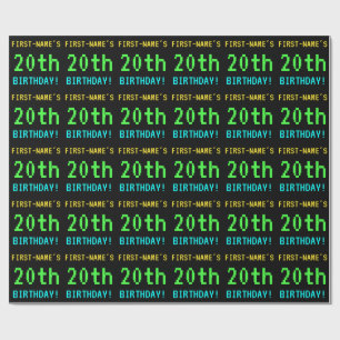 Fun Vintage/Retro Video Game Look 20th Birthday Wrapping Paper