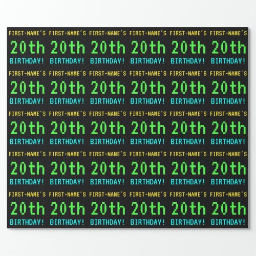 Fun VintageRetro Video Game Look 20th Birthday Wrapping Paper