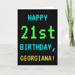 [ Thumbnail: Fun Vintage/Retro Video Game Look 21st Birthday Card ]