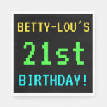 [ Thumbnail: Fun Vintage/Retro Video Game Look 21st Birthday Napkin ]