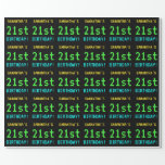 [ Thumbnail: Fun Vintage/Retro Video Game Look 21st Birthday Wrapping Paper ]