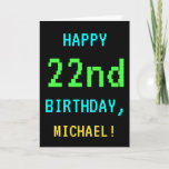 [ Thumbnail: Fun Vintage/Retro Video Game Look 22nd Birthday Card ]