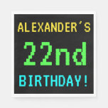 [ Thumbnail: Fun Vintage/Retro Video Game Look 22nd Birthday Napkin ]