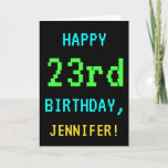 [ Thumbnail: Fun Vintage/Retro Video Game Look 23rd Birthday Card ]
