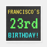 [ Thumbnail: Fun Vintage/Retro Video Game Look 23rd Birthday Napkin ]