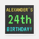 [ Thumbnail: Fun Vintage/Retro Video Game Look 24th Birthday Napkin ]
