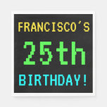 [ Thumbnail: Fun Vintage/Retro Video Game Look 25th Birthday Napkin ]