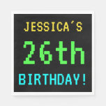 [ Thumbnail: Fun Vintage/Retro Video Game Look 26th Birthday Napkin ]
