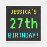 [ Thumbnail: Fun Vintage/Retro Video Game Look 27th Birthday Napkin ]