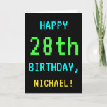 [ Thumbnail: Fun Vintage/Retro Video Game Look 28th Birthday Card ]