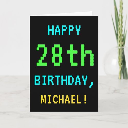 Fun VintageRetro Video Game Look 28th Birthday Card