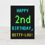[ Thumbnail: Fun Vintage/Retro Video Game Look 2nd Birthday Card ]
