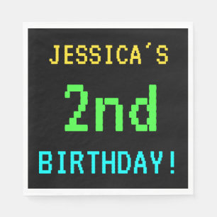 Fun Vintage/Retro Video Game Look 2nd Birthday Paper Napkins